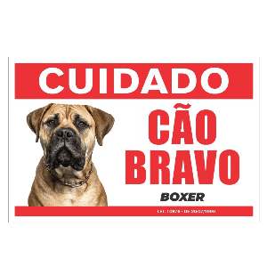 PLACA PVC CUIDADO CAO BOXER 30C 19A