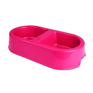 COMEDOURO DUPLO 800 ML - ROSA