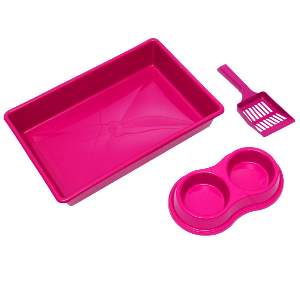 KIT BANDEJA 03 PECAS GATO ROSA
