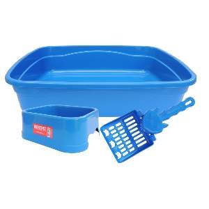 KIT BANHEIRO GATO BRINQPET 3 PEÇAS  AZUL