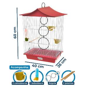 GAIOLA CALOPSITA SIMPLES CHAPEU VERMELHO