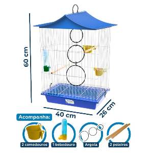 GAIOLA CALOPSITA SIMPLES CHAPEU AZUL 