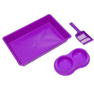 KIT BANDEJA 03 PECAS GATO LILAS