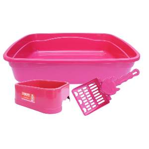 KIT BANHEIRO GATO BRINQPET 3 PEÇAS  ROSA
