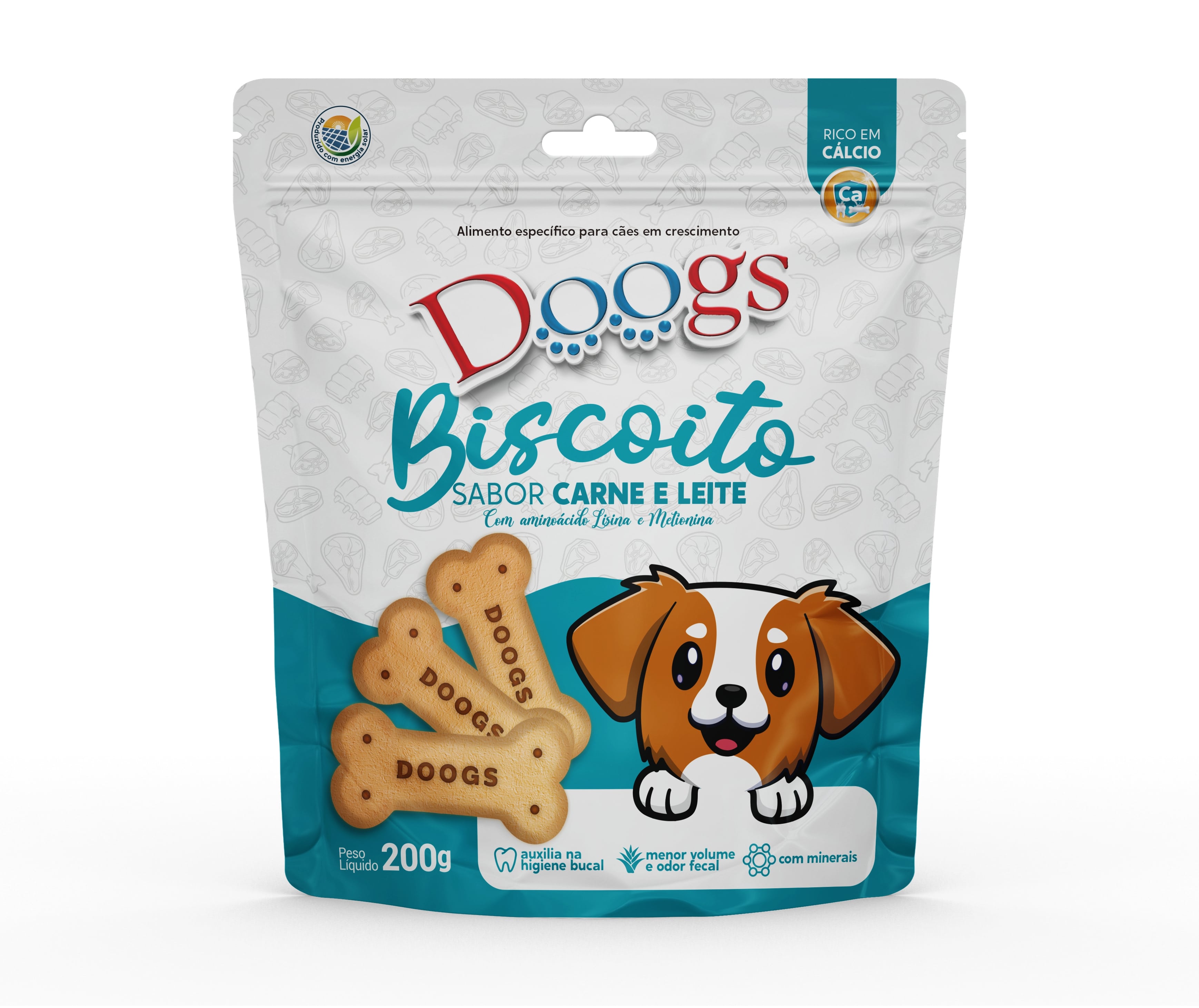 BISCOITO SABOR CARNE/LEITE DOOGS 200 GR