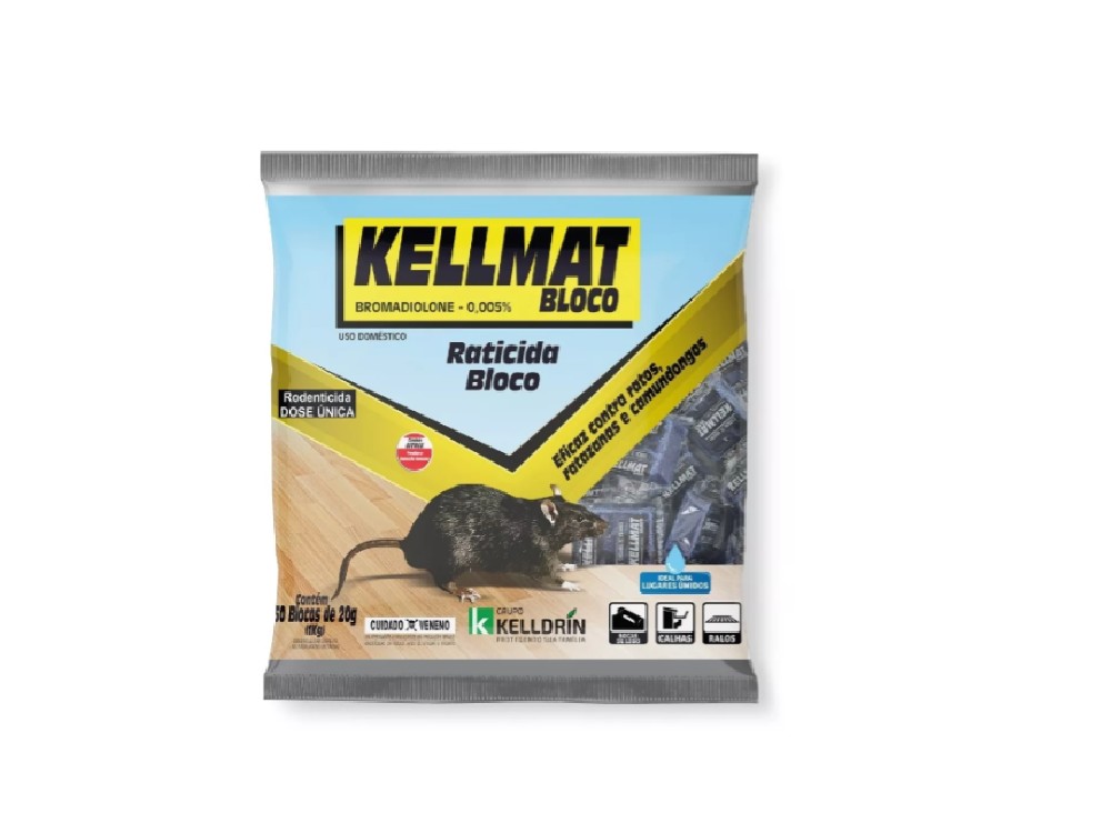 KELLMAT RATICIDA BLOCO 1KG - 50 X 20G